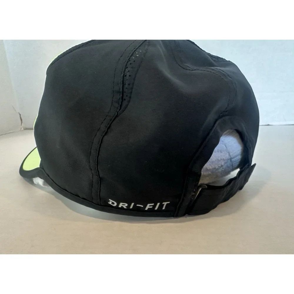 Nike Featherlight Dri Fit Hat Baseball Lime Black Adjustable One Size Running